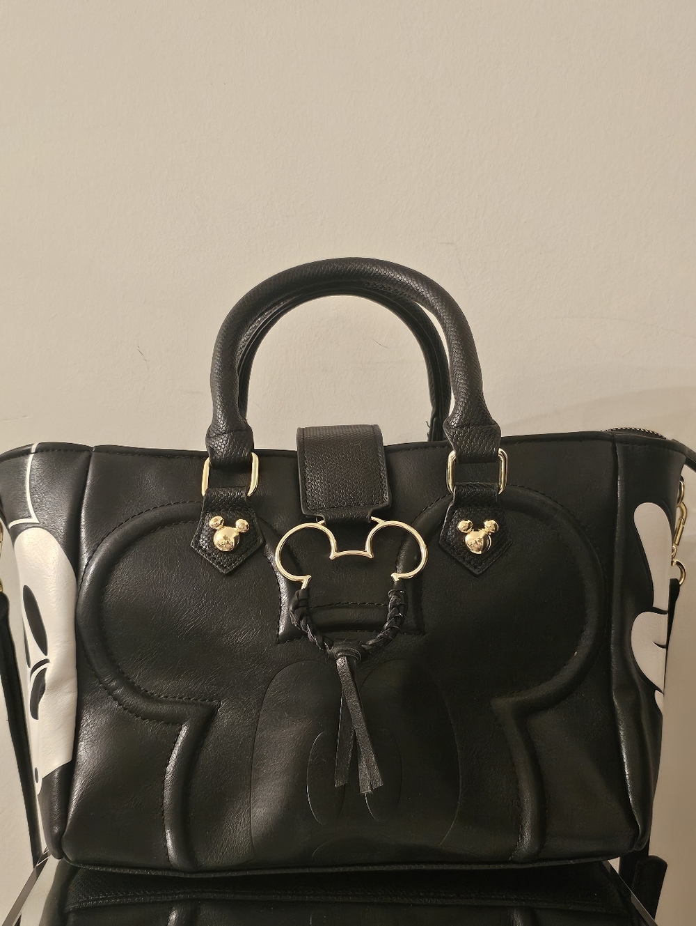 Mickey Mouse Black Satchel with Gold Hardware